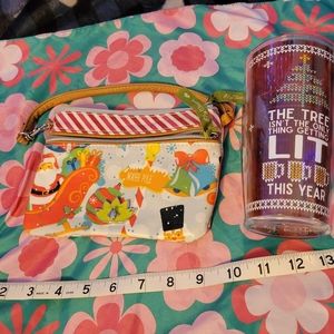 Holiday bag and cup tervis and lily bloom Christmas